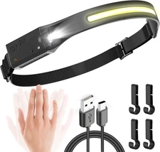 Headlamp Rechargeable, 230° Wide Beam Head Lamps LED Super Bright, Rechargeable