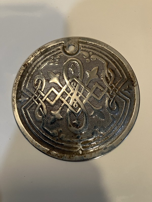 Antique Singer Sewing Machine Oil Plate Embossed Metal Disc