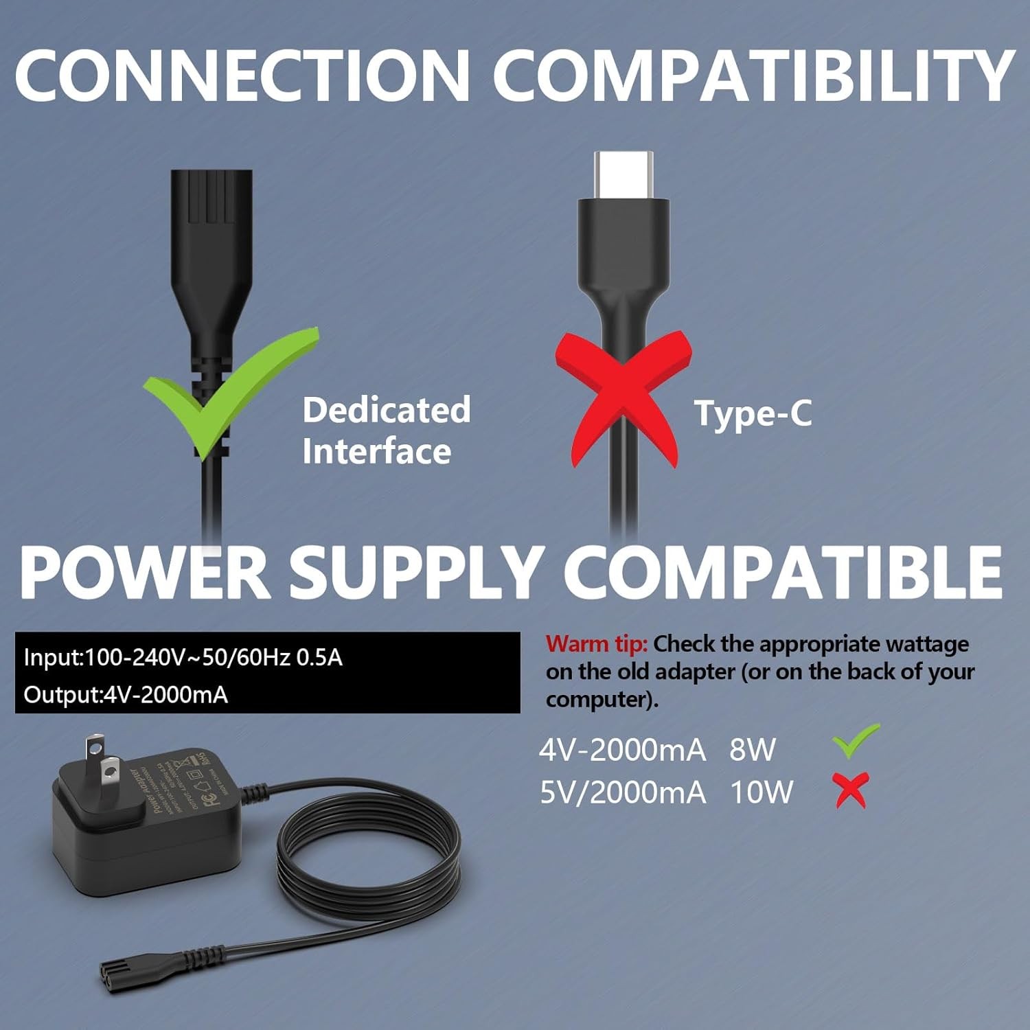 Trimmer Charger Compatible with Wahl 8164 8591 8504 Magic Clip Cordless, 4V Clip