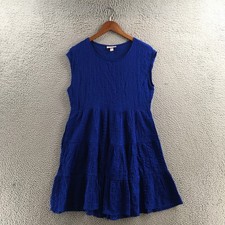 Knox Rose Dress Womens Small Crew Neck Sleeveless Tiered Stretch Solid Blue