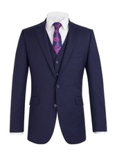 SCOTT Mens Premium Classic Fit Ink Blue 3 Piece Suit Combination