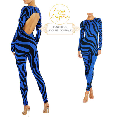 OPEN BACK Jumpsuit adidas by Stella McCartney X Wolford Blue Black Catsuit