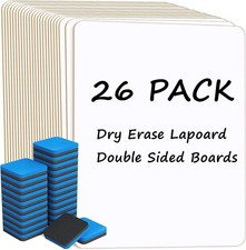26 PCS Double Sided Dry Erase Lapboards With Erasers Classroom Office Supply