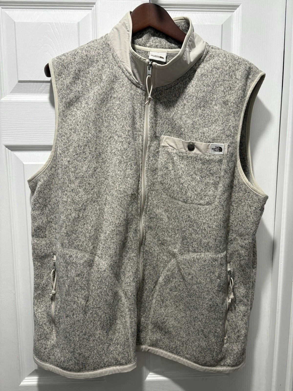 North Face Men’s Zip Fleece Vest With Zip Pockets Heather Grey Size Xl