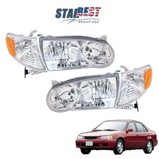 Headlight For Toyota Corolla 2001-2002 Wcorner Signal Lamp Chrome Halogen Lhrh