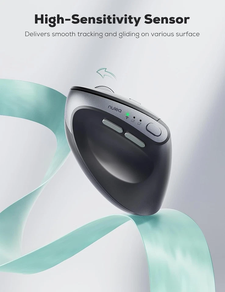 Nulea MD280 Ergonomic Vertical Wireless Mouse - Bluetooth & 2.4G Dual Mode, 4 Ad - Image 3 of 4