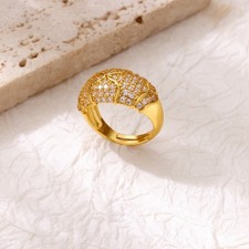 Offener Ring Gold Edelstahl Voll Diamant Zirk...