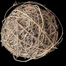 Large Primitive Wicker Rattan Reed Twig Sphere Ball Natural Decorative Basket 8”