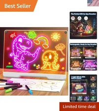 16-Inch Rechargeable Doodle Glow LED Note Board, 7-Color Light Modes, Neon Ar...