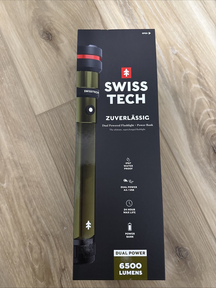 Swiss Tech Zuverlassig, 6500 Lumens Dual Power Flashlight Power