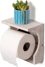 Farmhouse Toilet Paper Holder - Farmhouse Decor - Wall Mounted with Shelf -