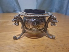 Gorham Sterling Silver Ink Pen Wipe On Triple Footed Lion Head Brass Pedestal
