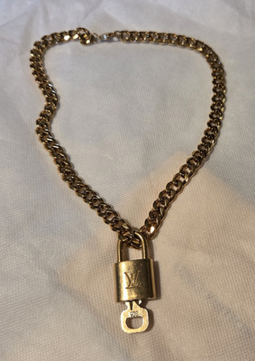 Authentic Louis Vuitton Lock & Key Set #305 on 18kg Over Stainless Cuban Chain