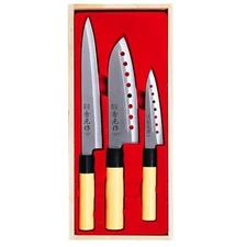 Hidemoto Kitchen Japanese Chefs Knife Hocho 3pcs Set SP003 Sashimi Sushi Santoku