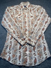 Vintage 70s Panhandle Slim Paisley Floral Pearl Snap Western Shirt USA Mens