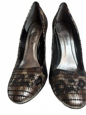 J. Renee Metallic Snakeskin Print Block Heel Pumps