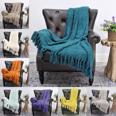 Cozy Fluffy Throw Blanket with Tassels   Farmhouse Boho Blanket for Couch & Gift