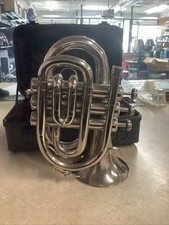 Silver Portable Pocket Trumpet With Case