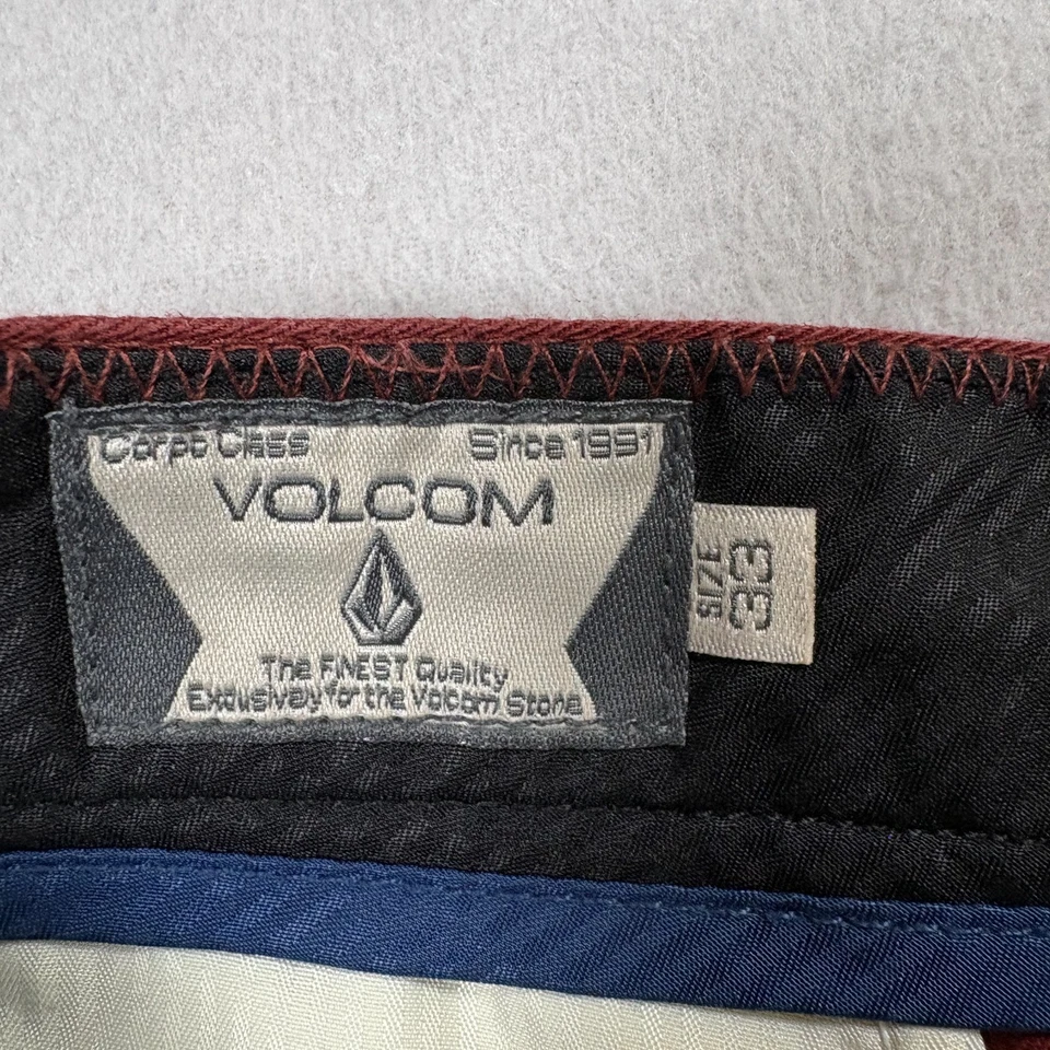 Volcom Shorts Mens 33 Red Chino Flat Front Casual Skate Surf Style - Image 4 of 4