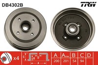 2X Bremstrommel TRW DB4302B FüR Opel Corsa Tigra X04 X01 Twintop F08 F68 W5L 16V