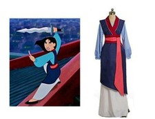 Mulan Costume Blue Full Dress Adult Samurai Carnival Dress Women