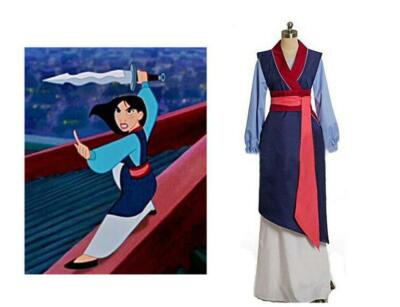 Costume Mulan blu abito completo vestito carnevale per adulti da samurai  donna | eBay