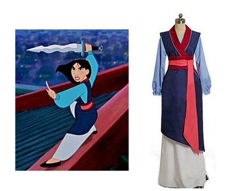 Costume Mulan blu abito completo vestito carnevale per adulti da samurai  donna | eBay