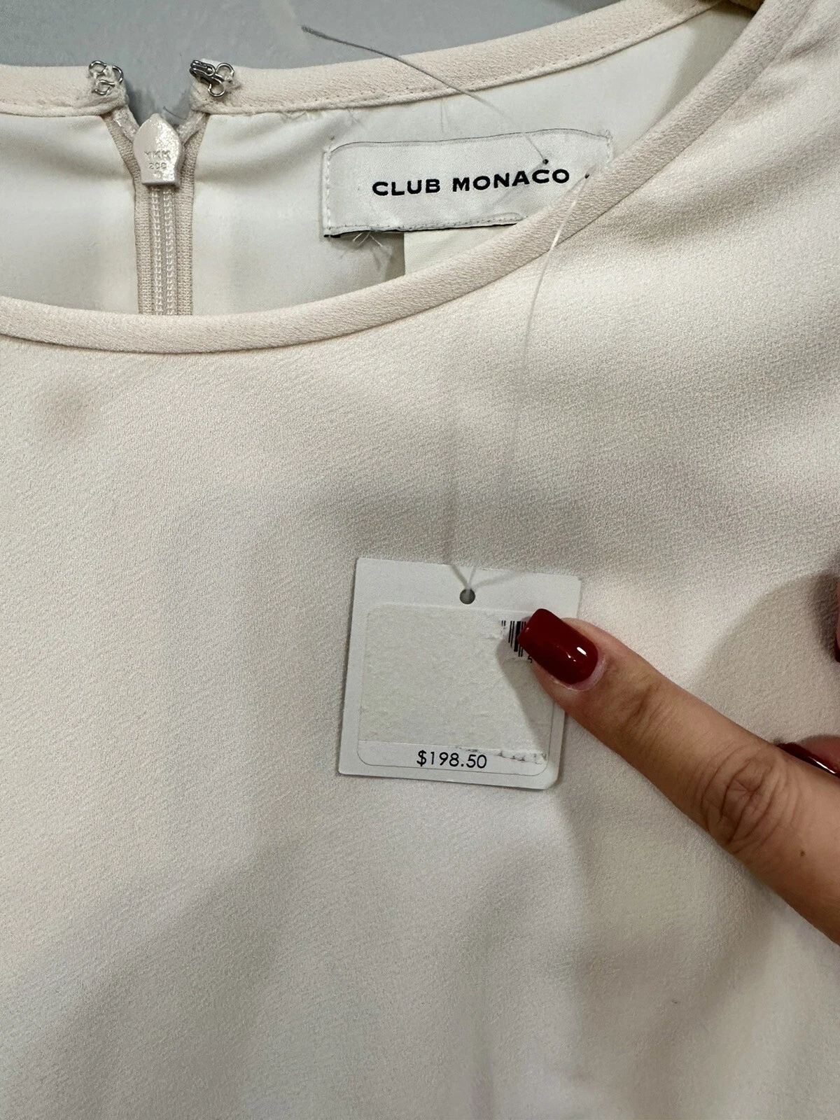 OFF WHITE Abito Club Monaco Larchye bianco sporco bianco nuovo con etichetta taglia 2
