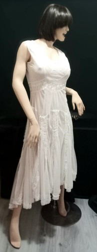 NATAYA WOMENS' WEDDING COCKTAIL MAXI SHEER IVORY W/COTTON LINING DRESS S - M - Picture 3 of 12