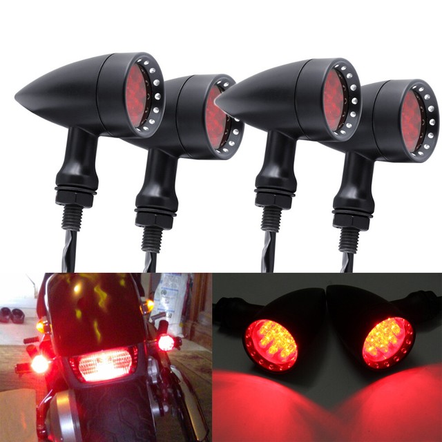 4x Motorcycle LED Turn Signal Red Lights For Kawasaki Vulcan VN 500 800