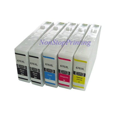 5x Hi-Yield 2BK+CMY 676XL Ink For Epson WorkForce Pro WP4010 4020 4520 4530 4540