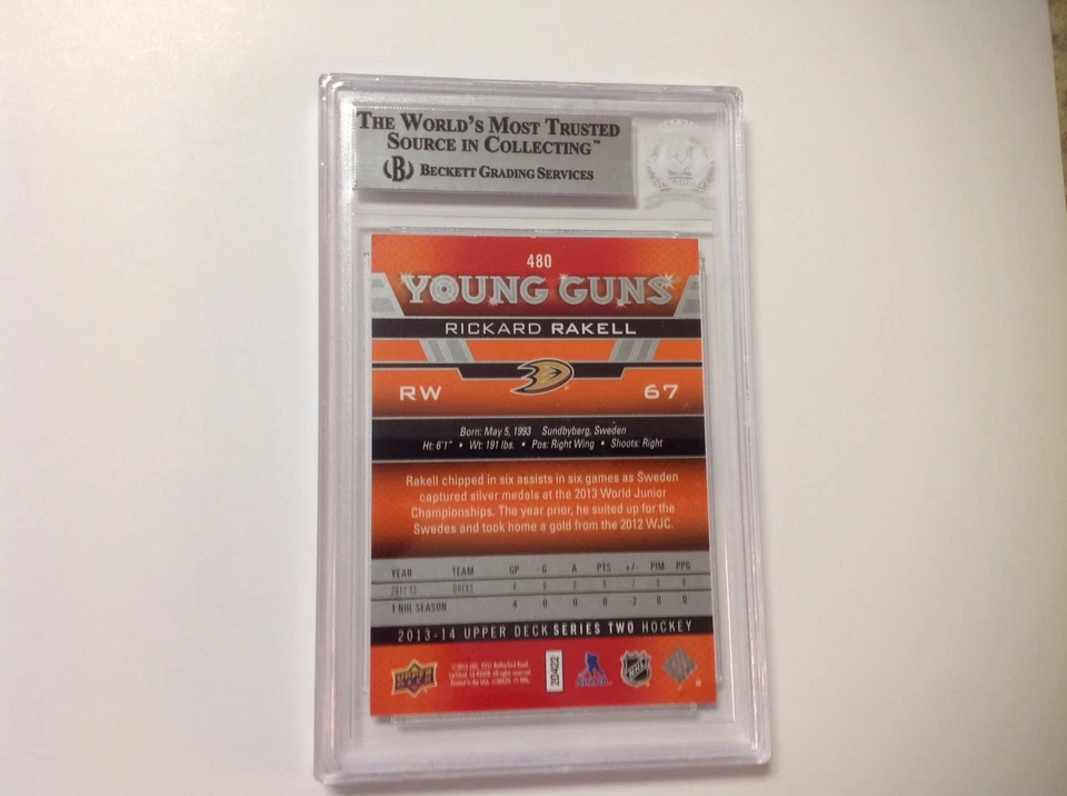 Rickard Rakell Signed UD Upper Deck Young Guns Card RC Beckett BAS BGS b - Image 2 of 2