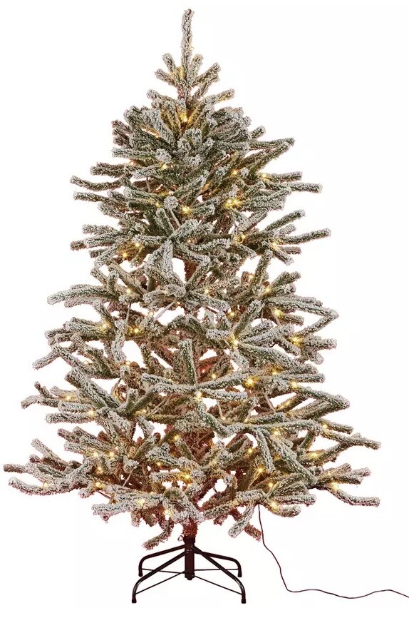 Home PreLit Natural Snowy Christmas Tree 6ft Green 5056075022008