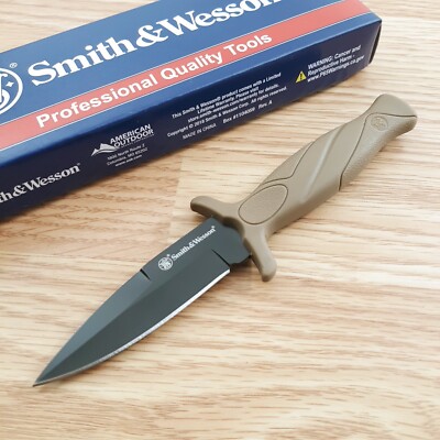 Smith & Wesson M&P Boot Fixed Knife 3'' Stainless Steel Blade Tan Rubber Handle