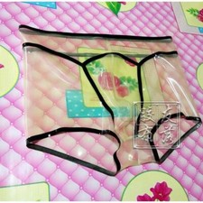 Transparent Latex Rubber Briefs Men's Shorts Black border Underwear Fetish 0.4mm