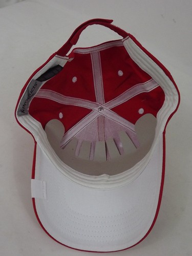 Cappello Berretto BUDWEISER Birra Rosso Bianco Ricamato "Afferra alcune Buds" Nuovo - Foto 5 di 8