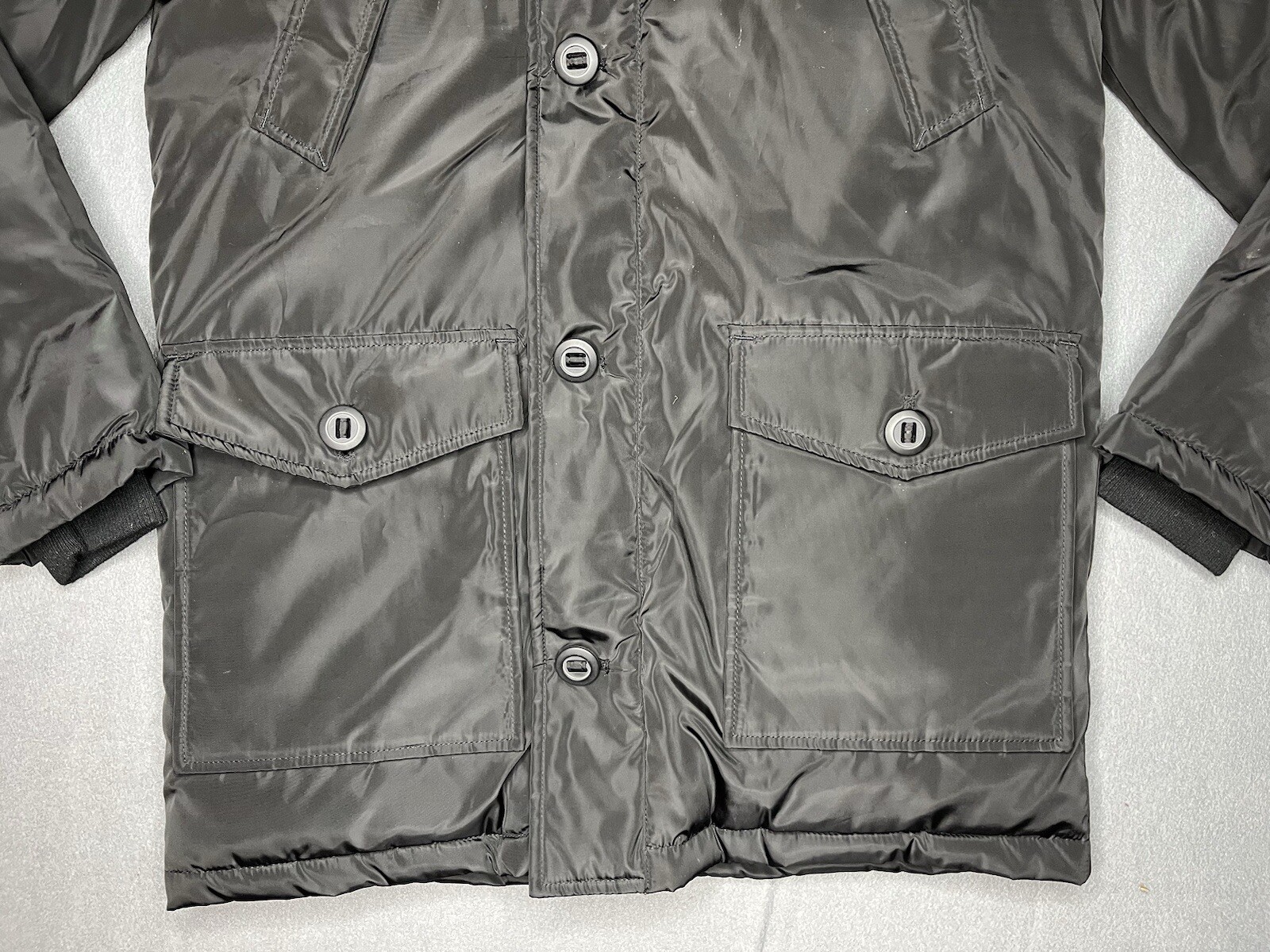 Unisex Guy Laroche Homme Black Puffer Jacket Small Quilted Fur Lined Hood GLH-92