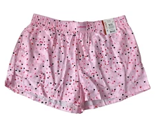 JOYSPUN LADIES PINK SAIL HEART PRINT WOVEN ELASTIC WAIST PJ SHORTS Sz M*