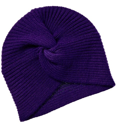 Vintage Patricia Underwood Purple Blue Wool Knit Turban Hat 
