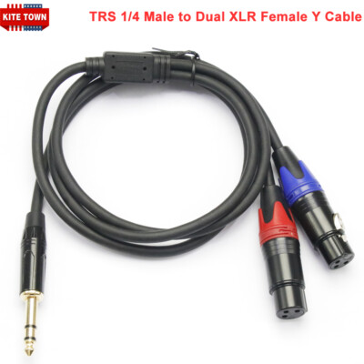 TRS 1/4 Male to Dual XLR Female Microphones Stereo Splitter Adapter Y Cable