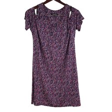 Ellen Tracy Cold Shoulder Shift Dress Womens Size Small Stretch Knit Multicolor