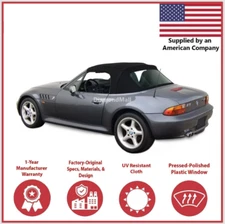 1996-02 BMW Z3 Convertible Soft Top w/DOT Approved Plastic Window, Black Canvas
