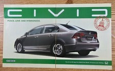 2006 Grey Honda Civic Hybrid 4 Door Sedan Magazine Car Print AD Poster