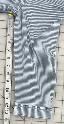 NYDJ M Fit Is Everything Denim Jean Jacket Pin Stripped White Blue Pockets R8 - Picture 7 of 8