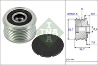 INA Lichtmaschinenriemenscheibe Opel