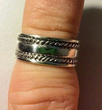 7mm Wide .925 Sterling Braided Edge Ring - Sz 5 - Free Shipping 