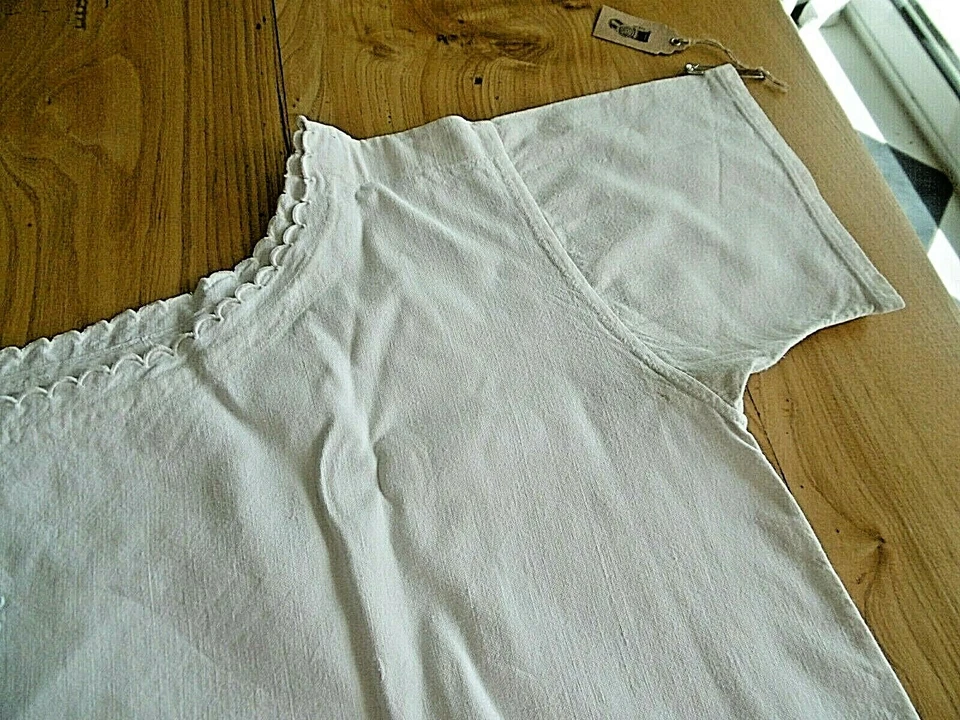 Robe chemise lin  ancienne avec monogramme M L   - Photo 3/4