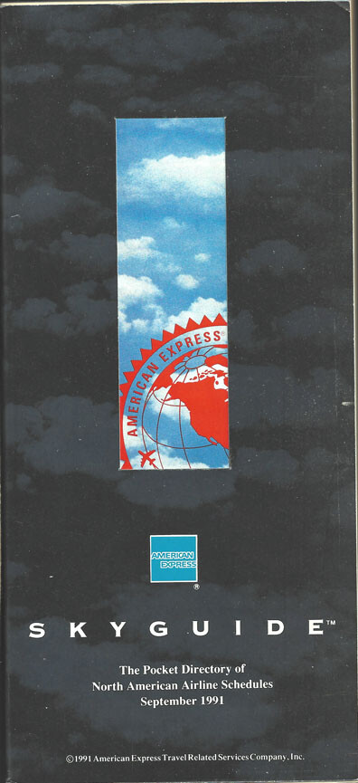 AMEX SkyGuide airline guide (OAG competitor) N Am pocket timetable 9/91 [1042]
