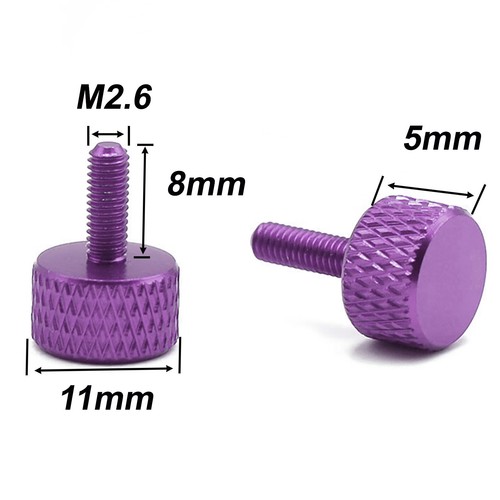 Aluminium Knurled Thumb Screw Metric M2.6X8 Flat Head Thumbscrew Bolt coloured - Picture 11 of 12