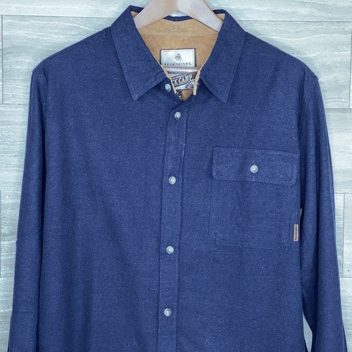 Legendary Whitetails Shirt Buck Camp Blue Flannel Long Sleeve Men Large Tall EUC - Picture 3 of 13